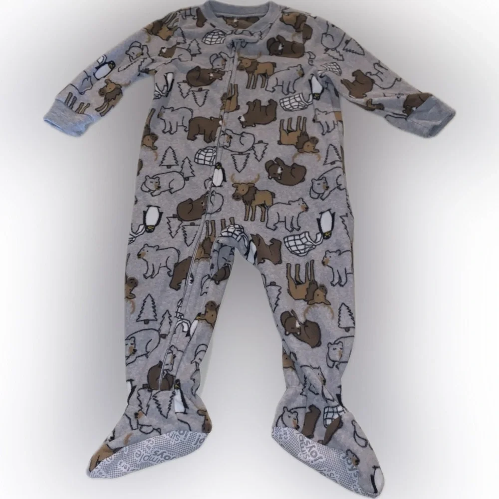 Simple Joys Carters Zip Up Snuggly Warm Fleece Sleeper Suits Footie Pajamas 12M - Picture 2 of 8